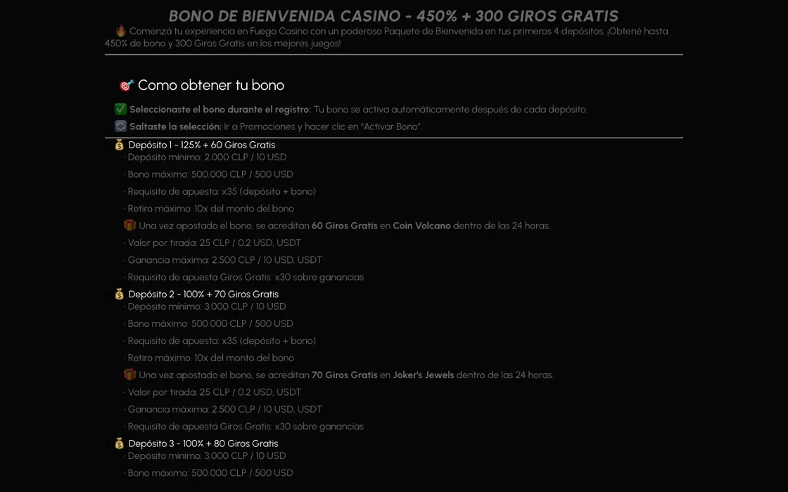 Página de la oferta con los cuatro tramos desplegados y sus condiciones a la vista